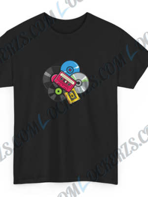 Retro Music Mix T-Shirt - Vintage Cassette, Vinyl, and CD Design