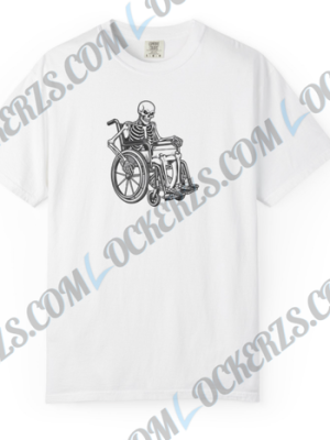 Skeleton in Wheelchair T-Shirt - Halloween & Humorous Goth Tee