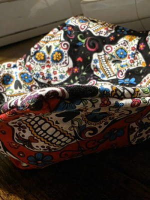Spooky-Chic Sugar Skull Bowl Cozies | Reversible